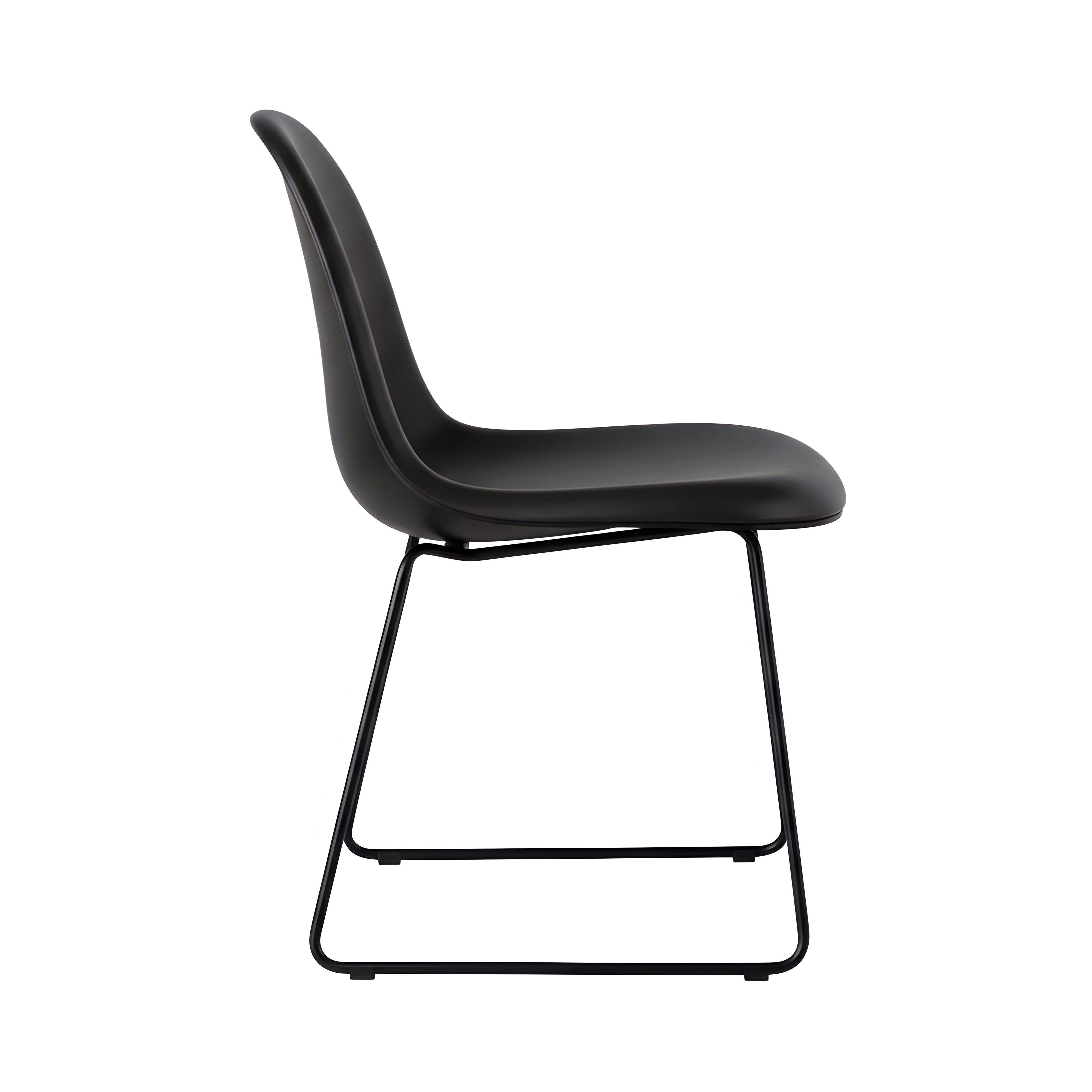 3D Dining Chair Stacking Sledge Base: Plastic Shell + Front Upholstered + Black