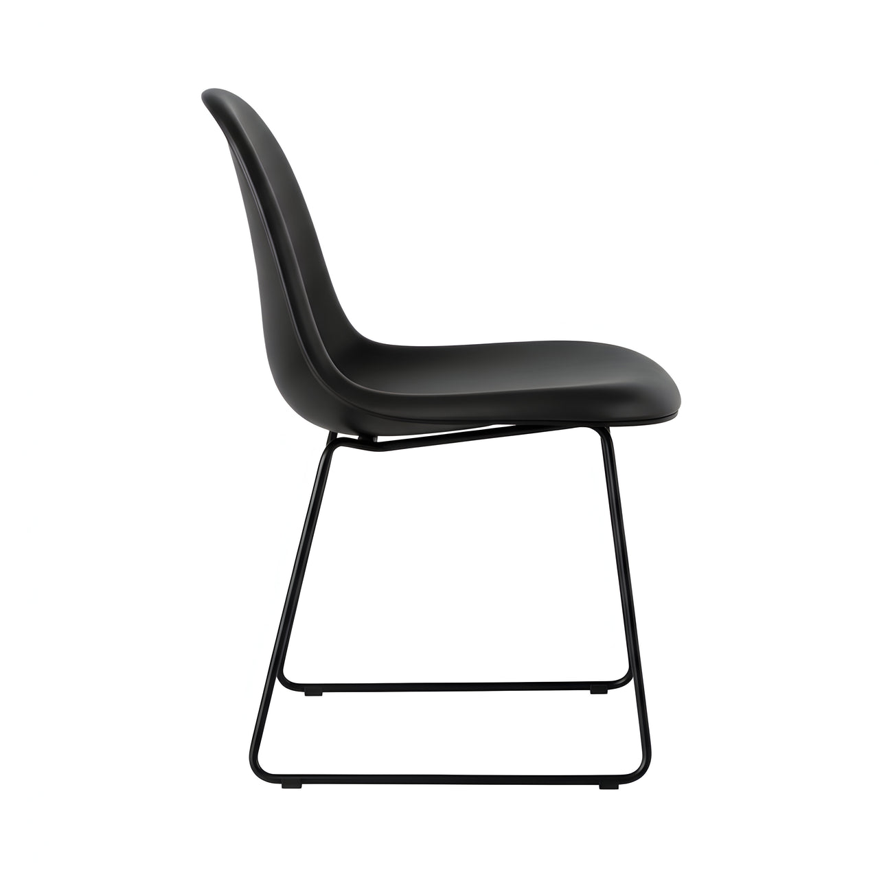 3D Dining Chair Stacking Sledge Base: Plastic Shell + Front Upholstered + Black