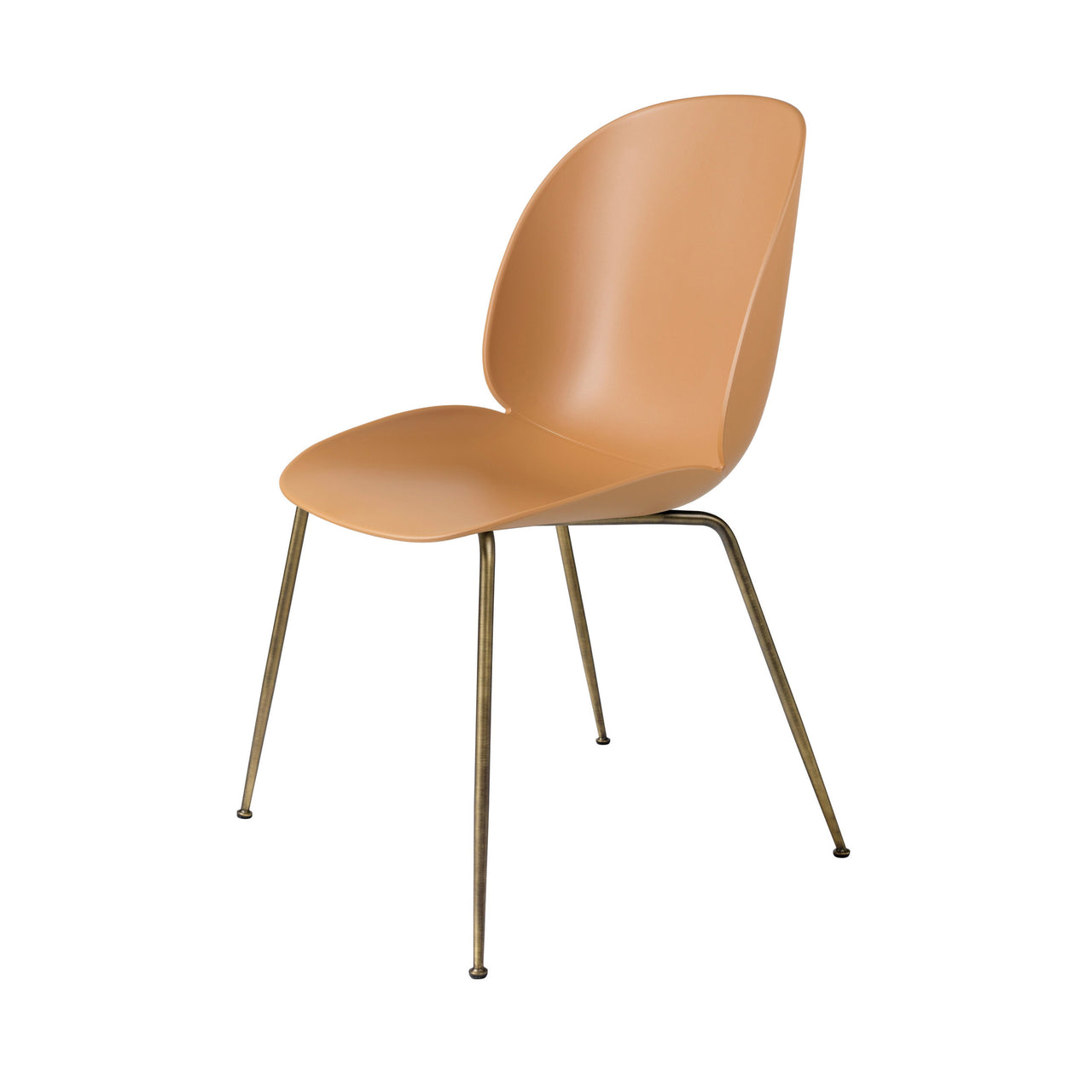 Beetle Dining Chair: Conic Base + Amber Brown + Antique Brass