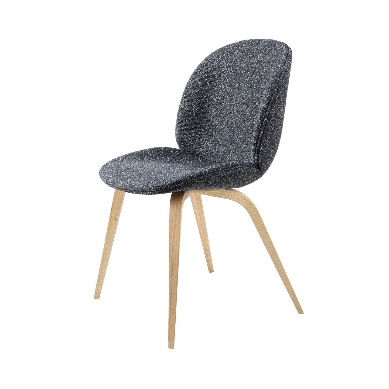 Beetle Dining Chair: Wood Base + Full Upholstery + Oak Semi Matt Lacquered