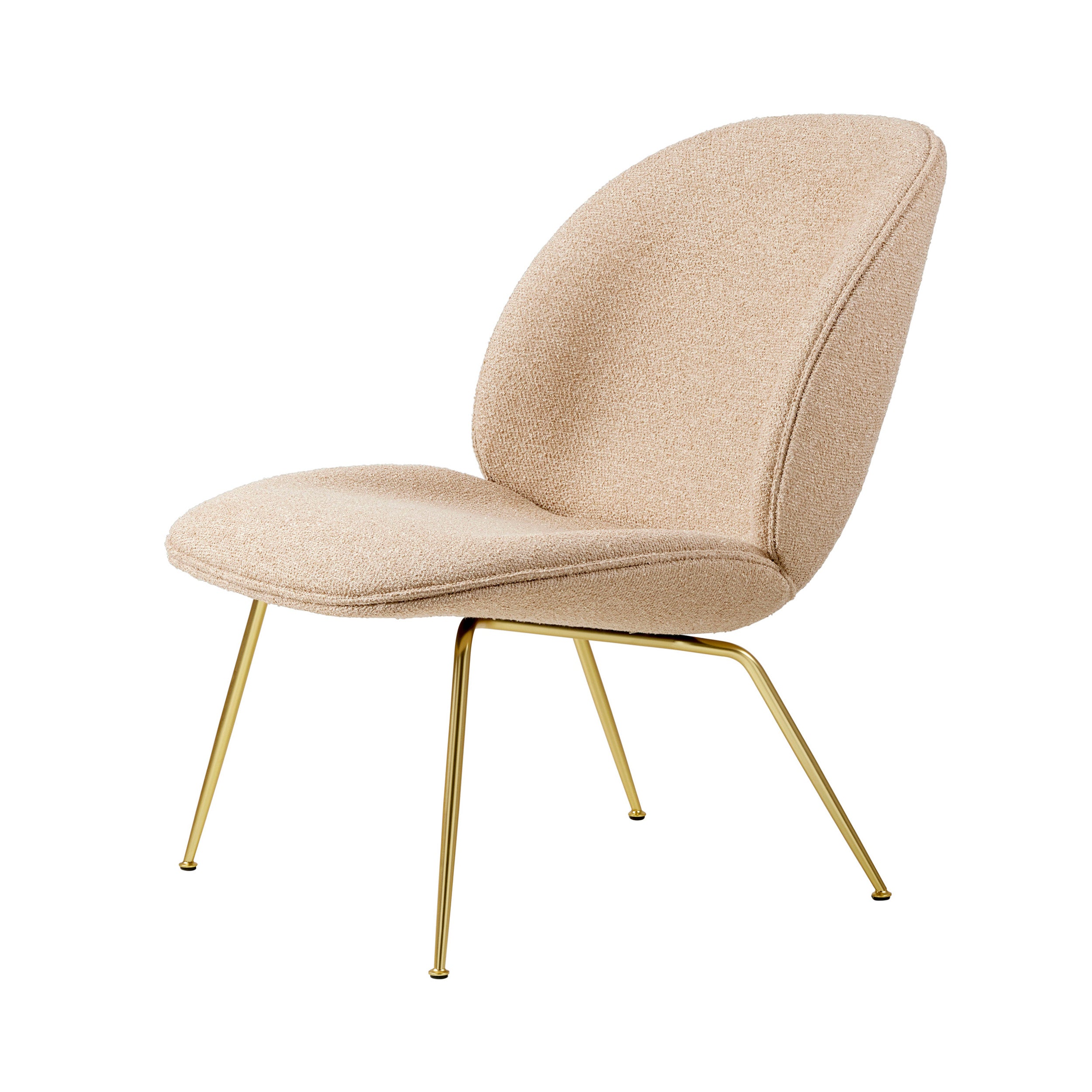 Beetle Lounge Chair: Conic Base + Full Upholstery + Brass Semi Matt