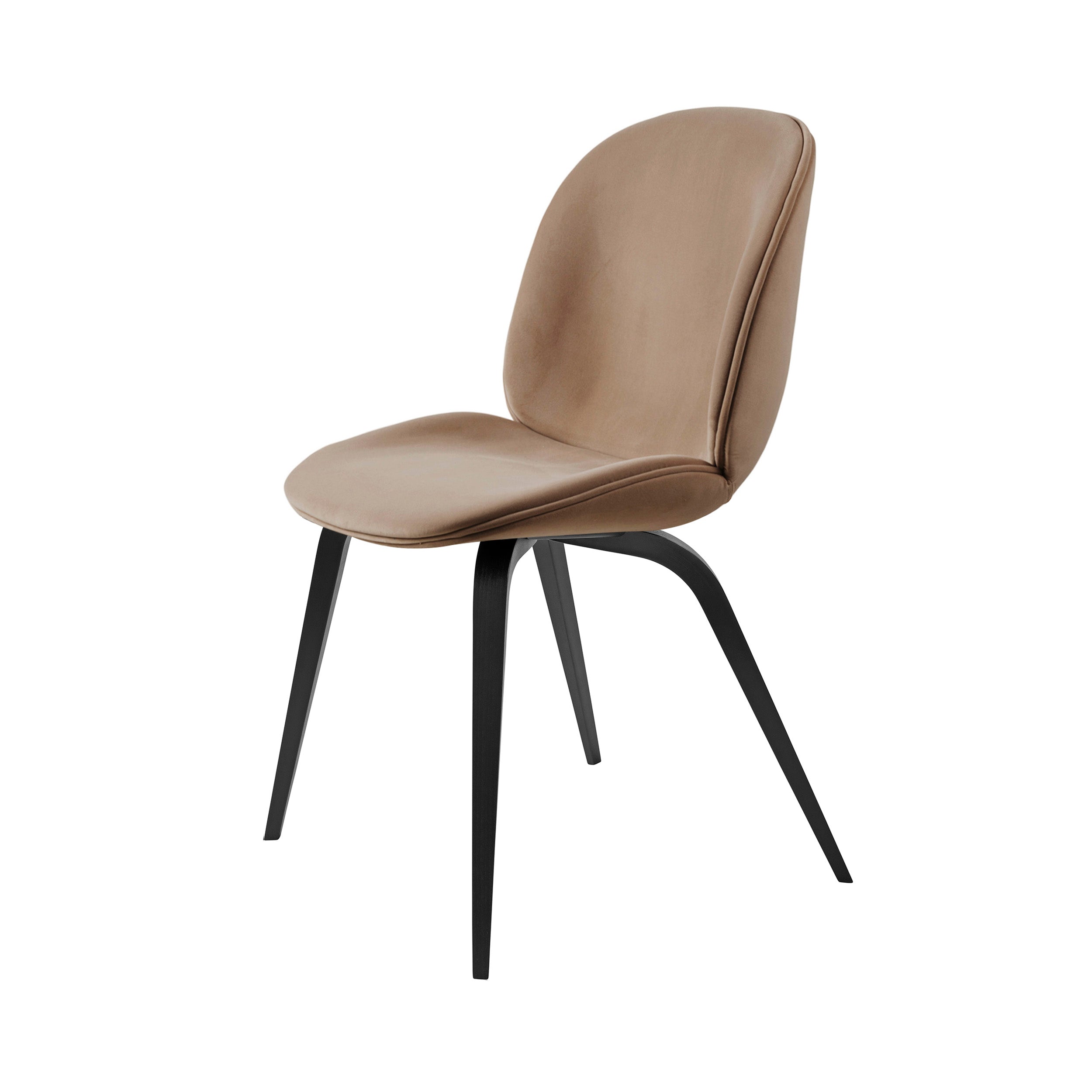 Beetle Dining Chair: Wood Base + Full Upholstery + Black Stained Beech Semi Matt