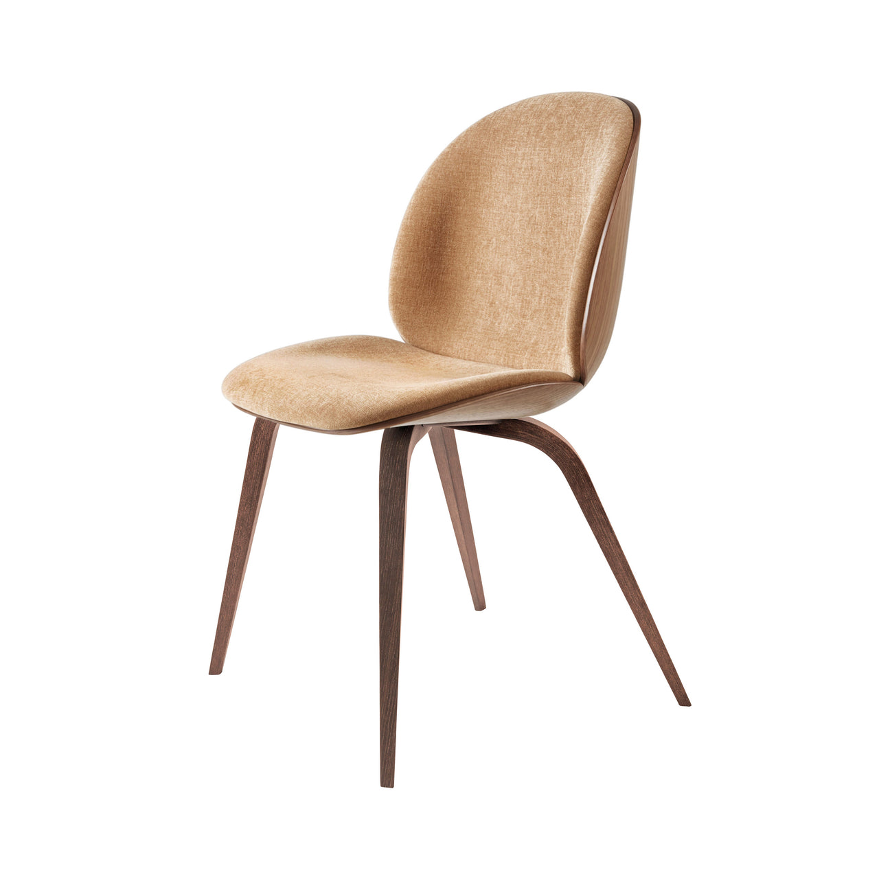 Beetle Dining Chair Wood Base: Veneer Shell + Front Upholstered + American Walnut + American Walnut Matt Lacquered
