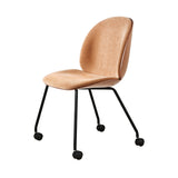 Beetle Meeting Chair Veneer Shell: 4-Legs with Castors + Front Upholstered + American Walnut