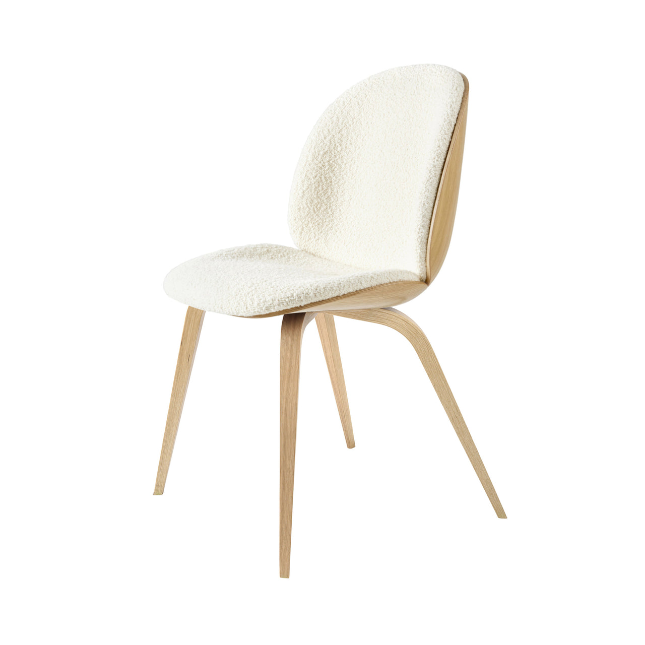 Beetle Dining Chair Wood Base: Veneer Shell + Front Upholstered + Oak + Semi Matt Lacquered Oak