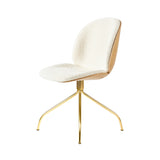 Beetle Meeting Chair Swivel Base: Veneer Shell + Front Upholstered + Oak + Brass Semi Matt