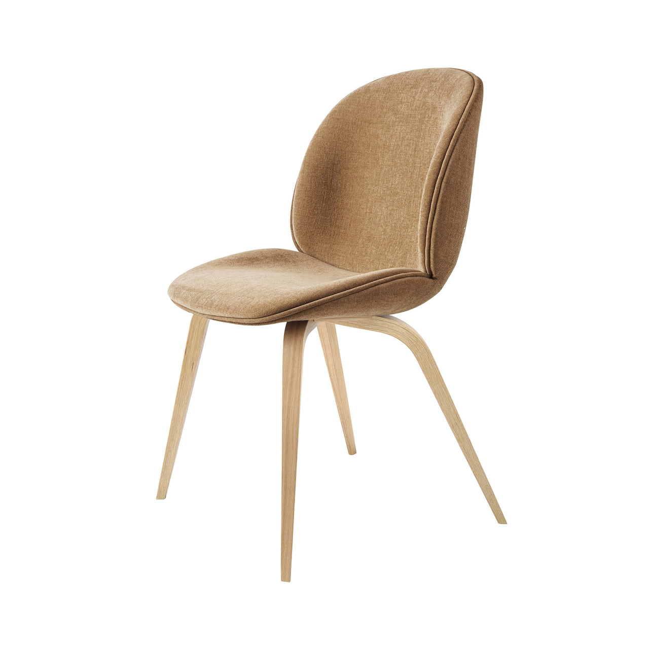 Beetle Dining Chair: Wood Base + Full Upholstery + Oak Semi Matt Lacquered