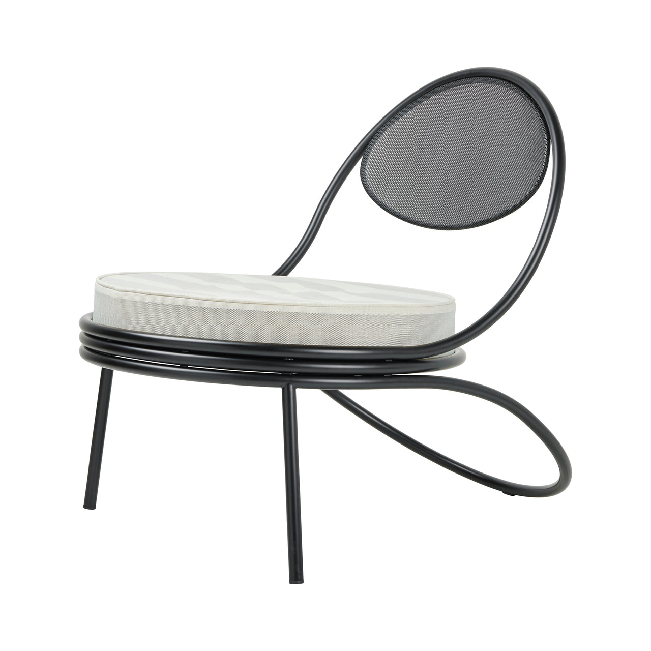 Copacabana Outdoor Lounge Chair: Seat Upholstered + Black Semi Matt + Limonta 020