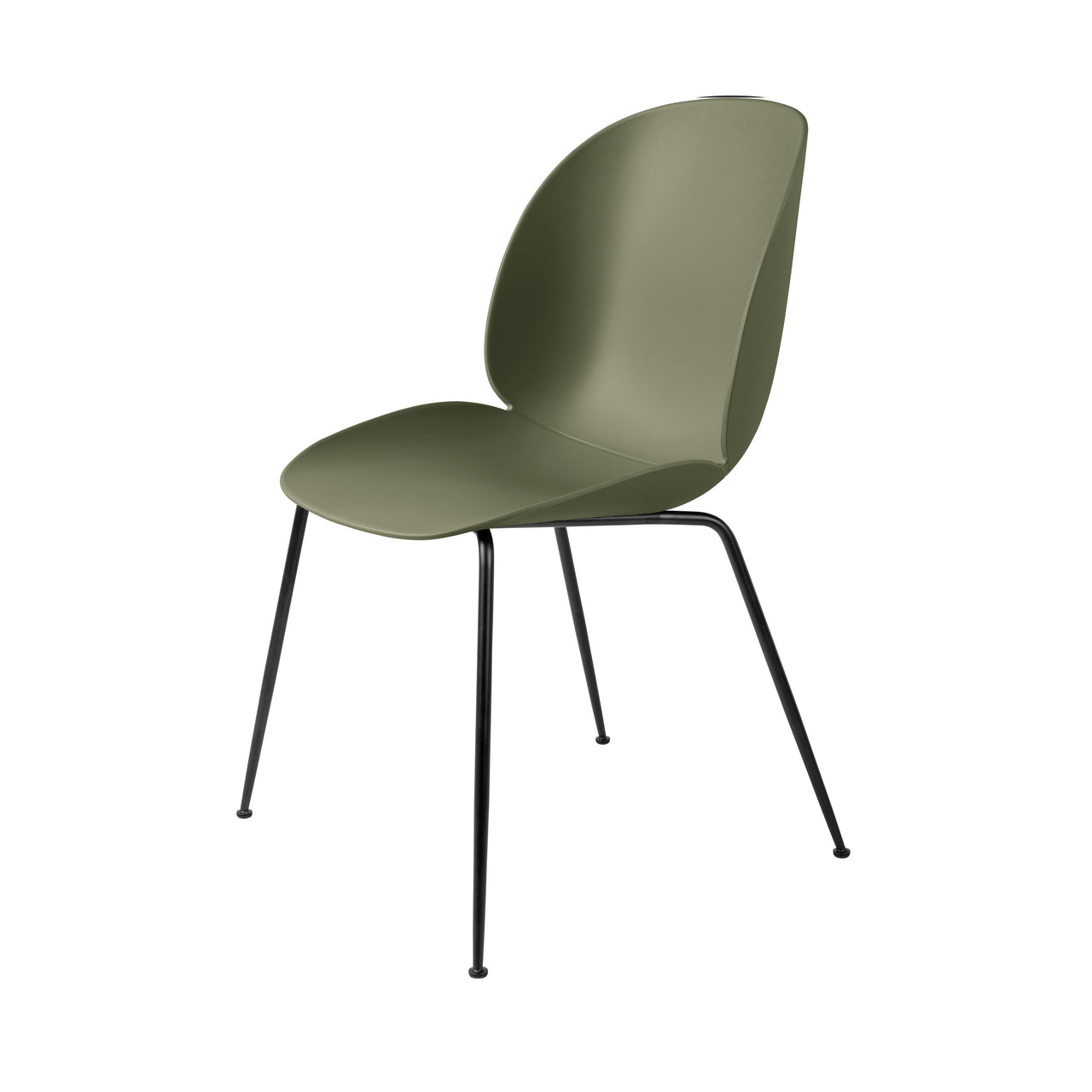 Beetle Dining Chair: Conic Base + Fern Green + Black Matt