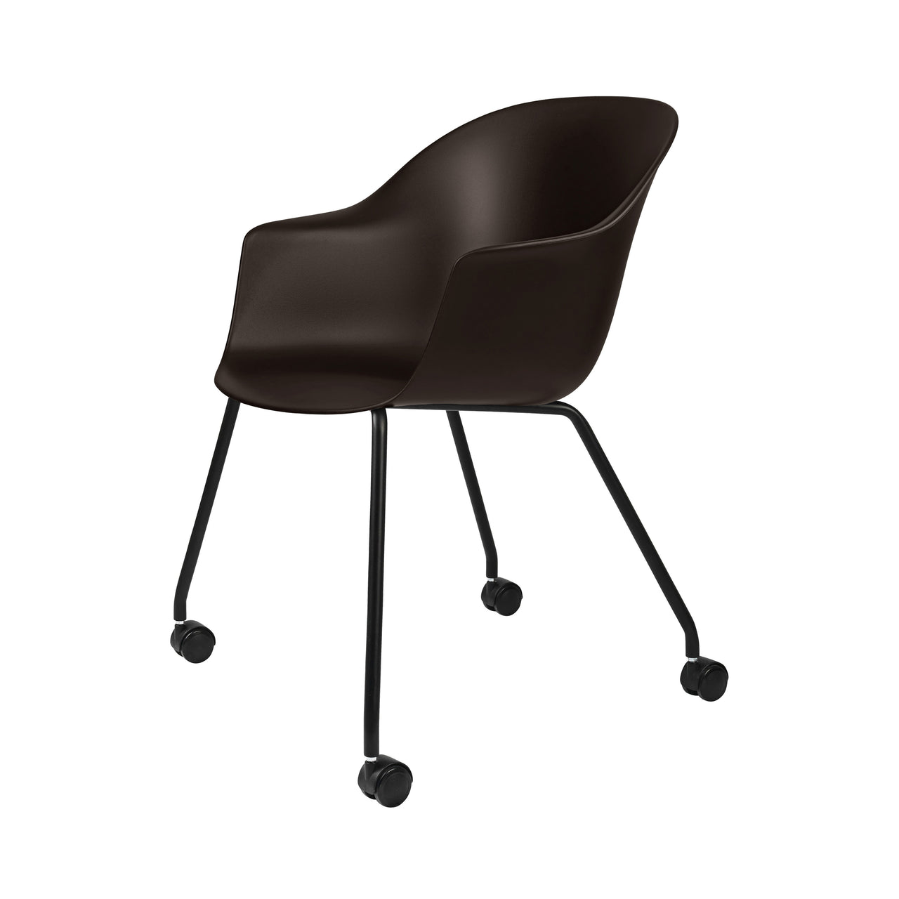 Bat Meeting Chair: 4 Legs with Castors + Mocha Brown