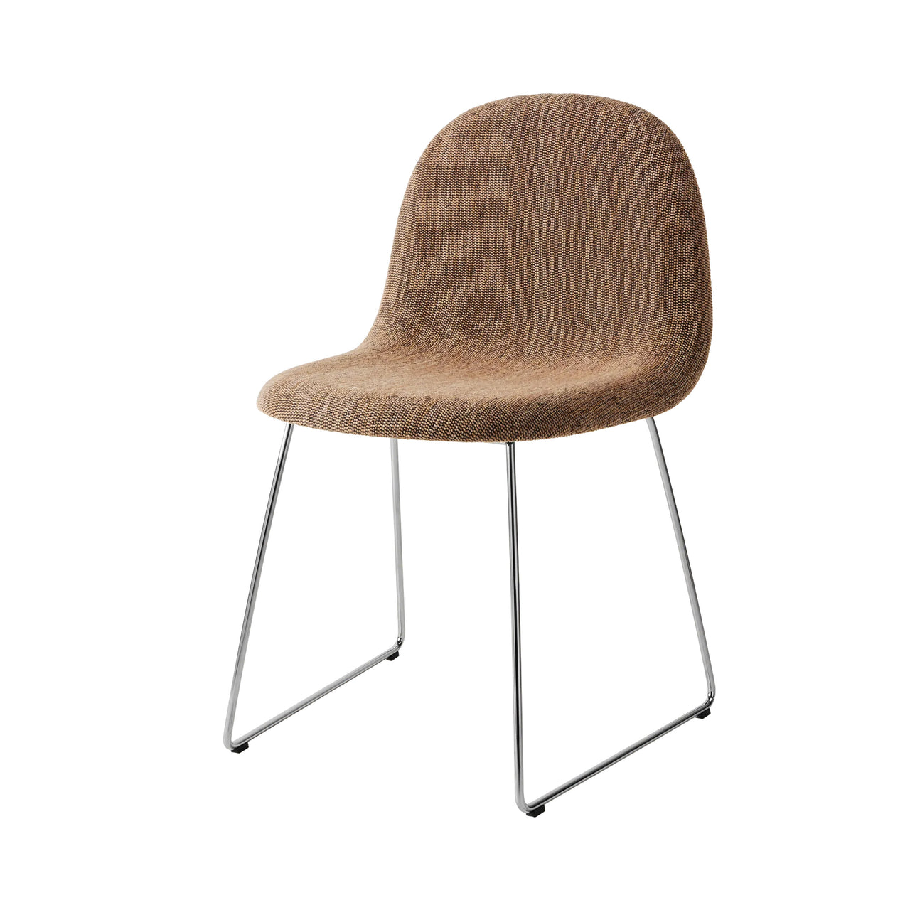 3D Dining Chair Sledge Base: Fully Upholstered + Polished Stainless Steel