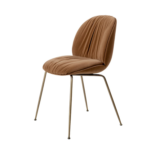 Beetle Soft Dining Chair: Conic base + Fully Upholstered + Antique Brass