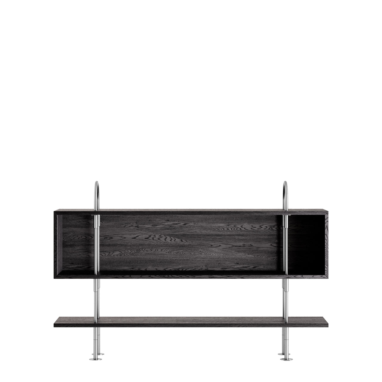 Keen Shelving System: System 1 + Satin Stainless Steel + Brown + Black