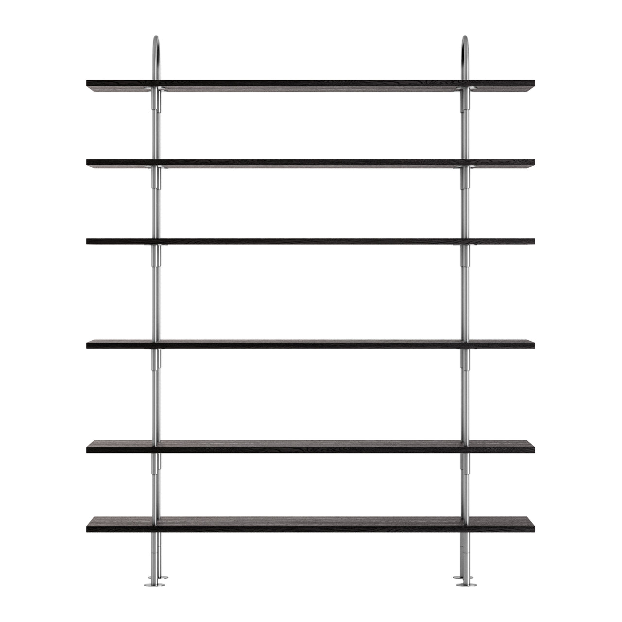 Keen Shelving System: System 6 + Satin Stainless Steel + Brown + Black
