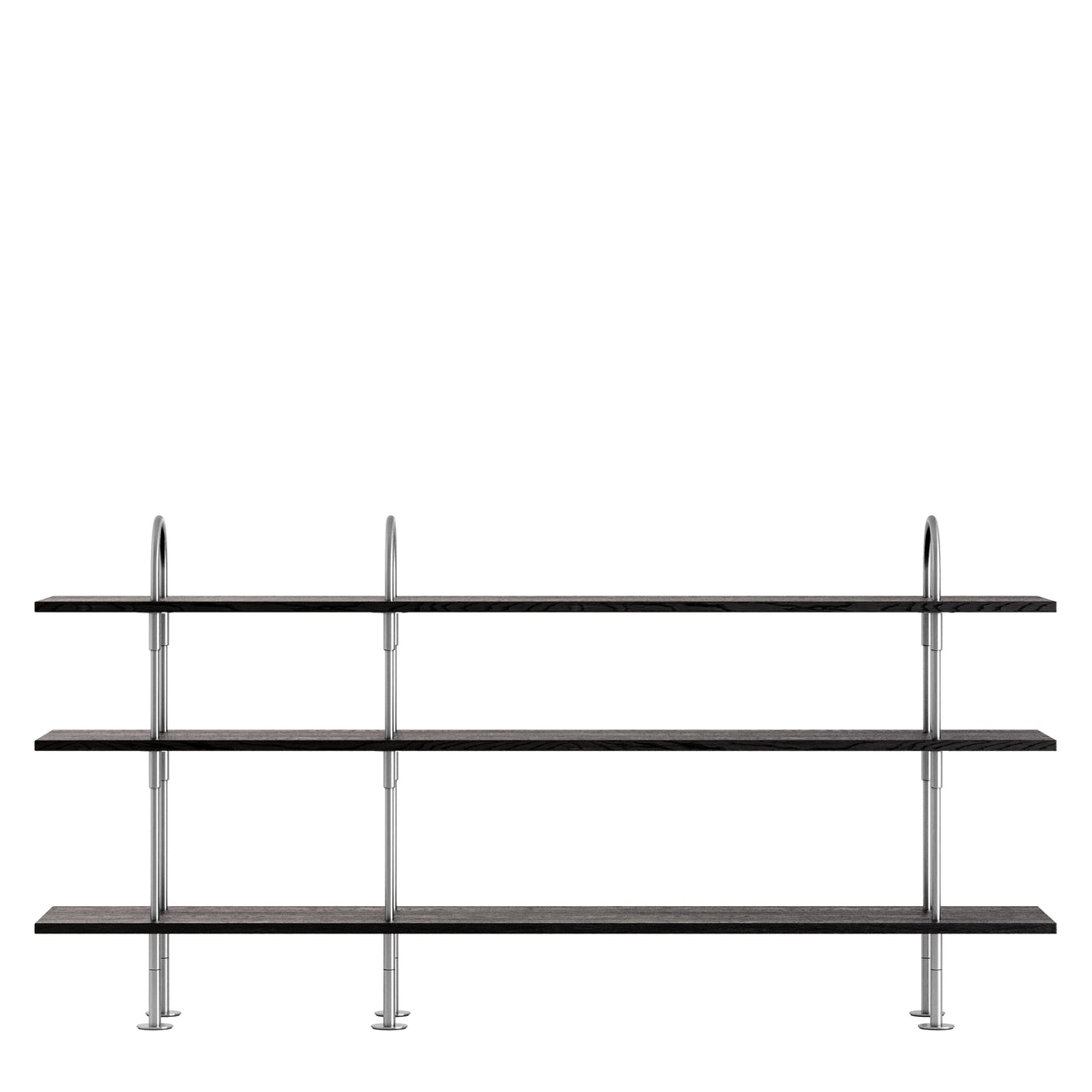 Keen Shelving System: System 3 + Satin Stainless Steel + Brown + Black