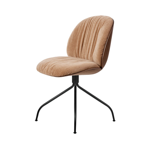 Beetle Soft Meeting Chair: Swivel Base + Front Upholstered + American Walnut + Black Matt