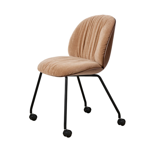 Beetle Soft Meeting Chair: 4 legs with castors + Front Upholstered + American Walnut