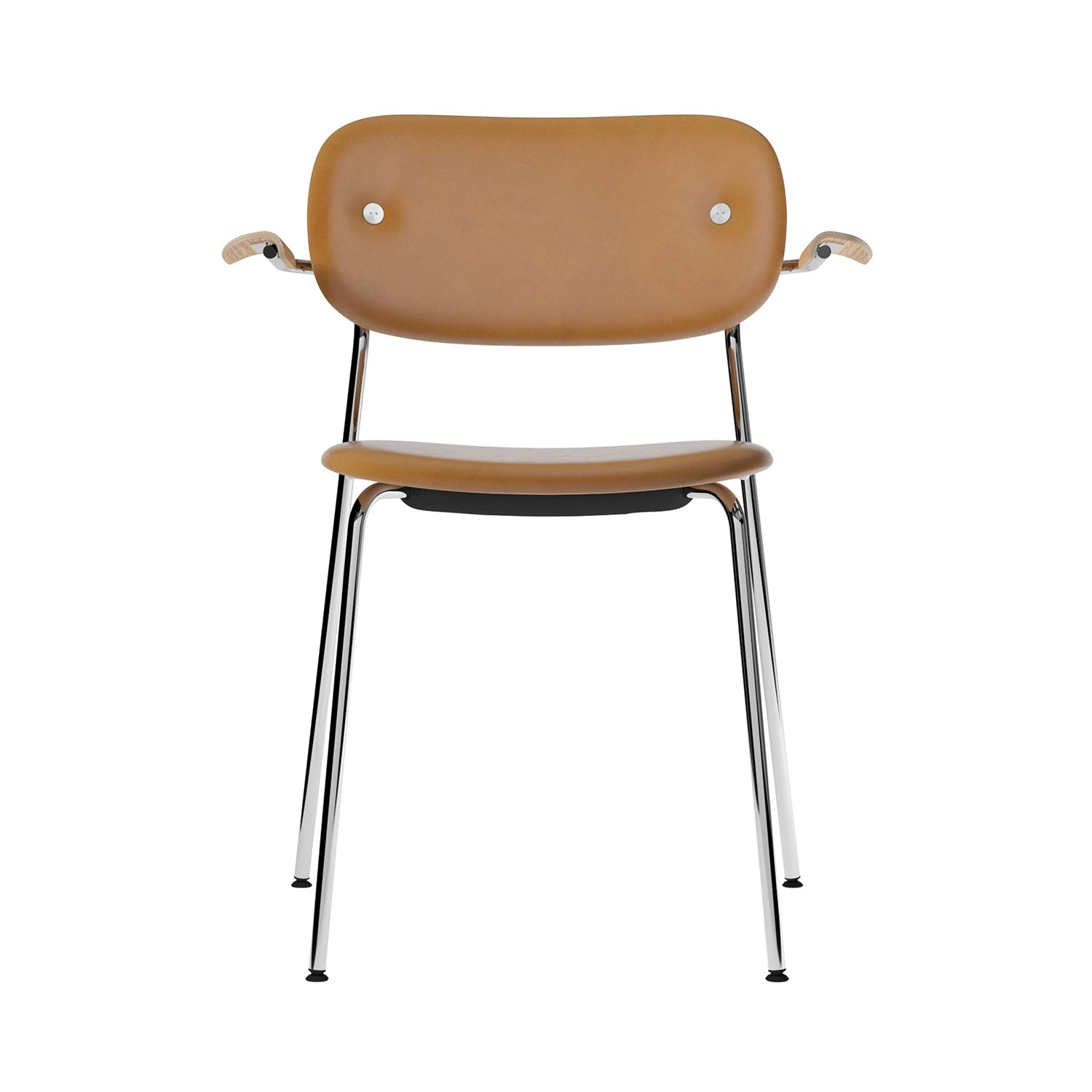 Co Chair with Armrests: Fully Upholstered + Chrome + Natural Oak 