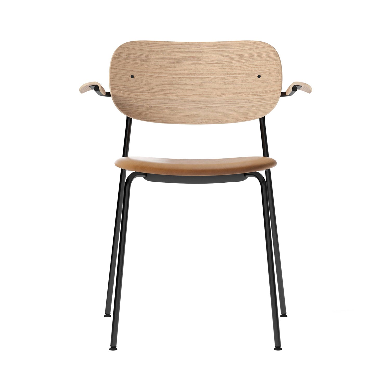 Co Chair with Armrests: Seat Upholstered + Natural Oak + Black 
