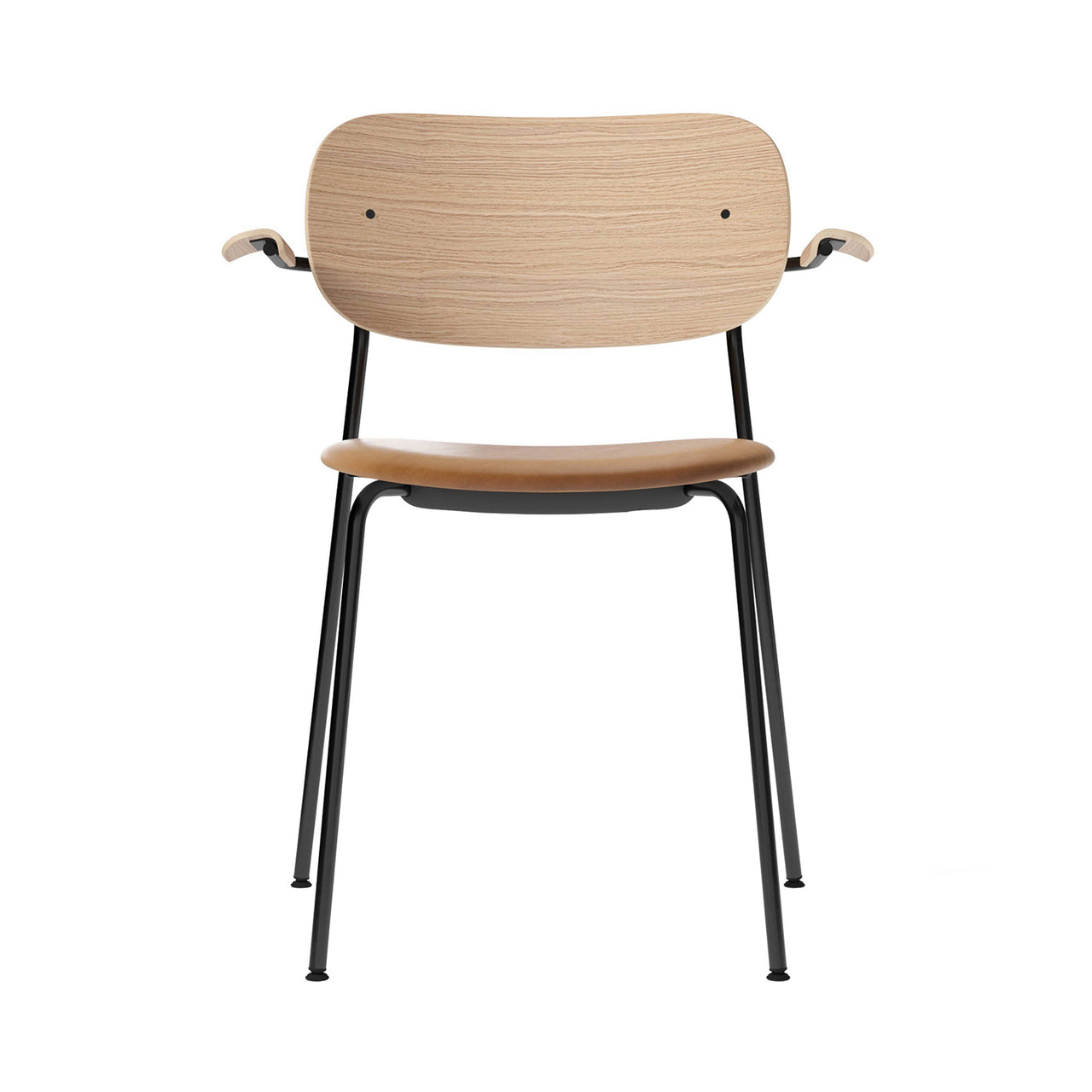 Co Chair with Armrests: Seat Upholstered + Natural Oak + Black 