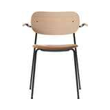 Co Chair with Armrests: Seat Upholstered + Natural Oak + Black 