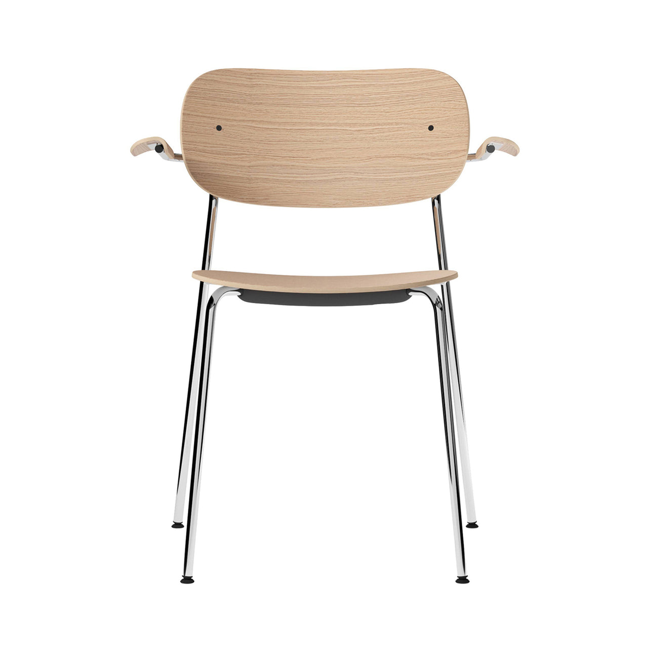 Co Chair with Armrests: Chrome + Natural Oak