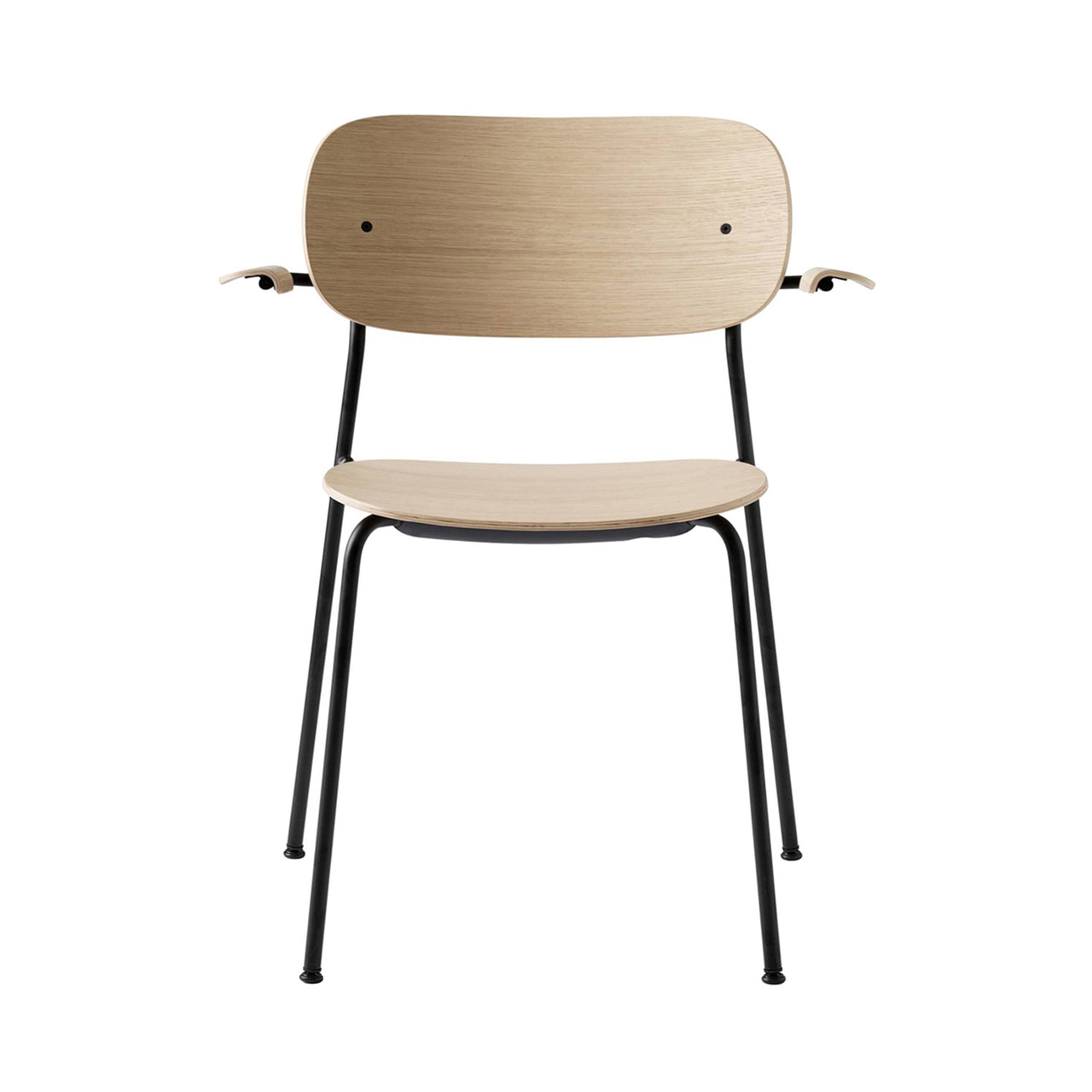 Co Chair with Armrests: Black + Natural Oak
