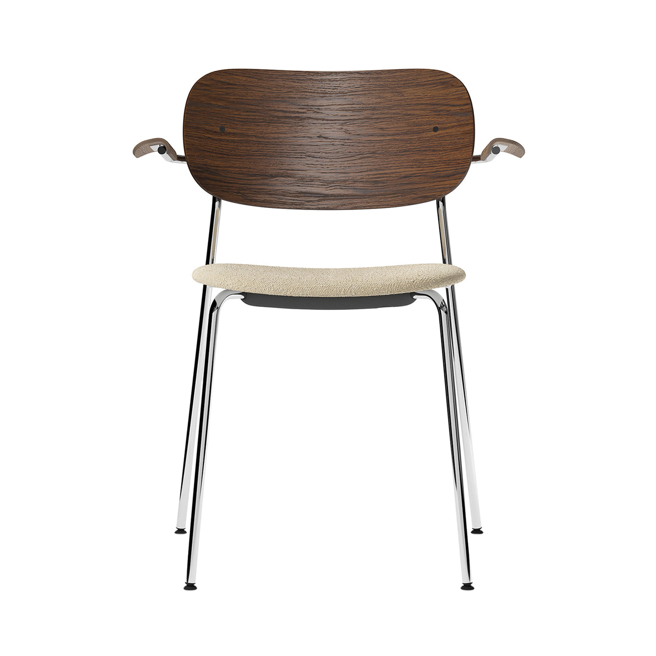Co Chair with Armrests: Seat Upholstered + Dark Stained Oak + Chrome