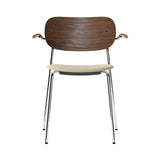 Co Chair with Armrests: Seat Upholstered + Dark Stained Oak + Chrome