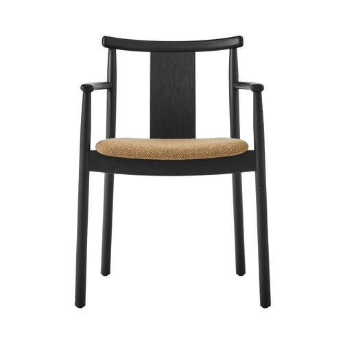 Merkur Dining Chair: Upholstered + With Armrest + Black Oak + Boucle 06