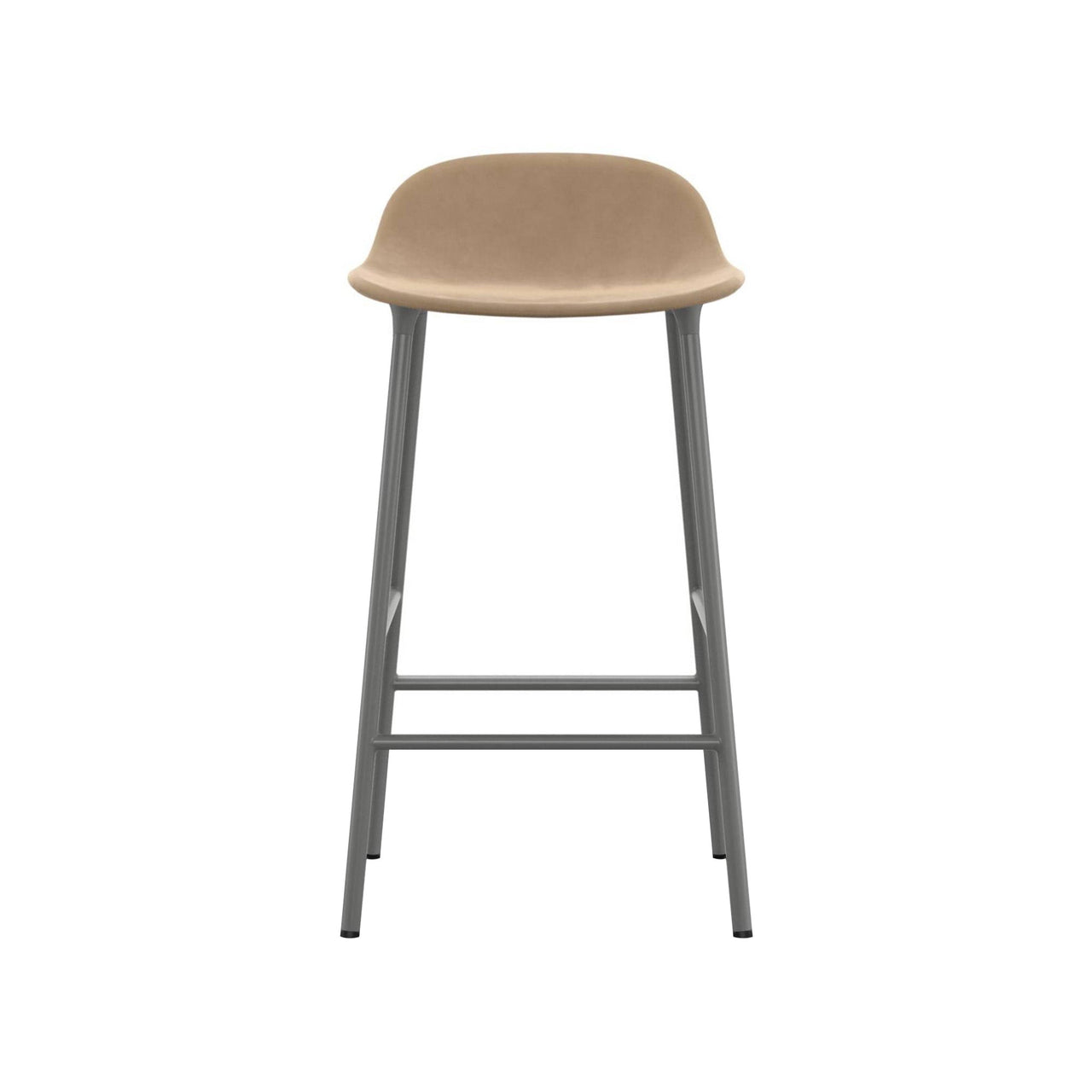 Form Bar + Counter Stool: Steel Base + Upholstered + Counter + Grey