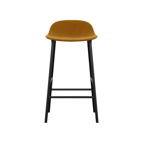 Form Bar + Counter Stool: Steel Base + Upholstered + Counter + Black