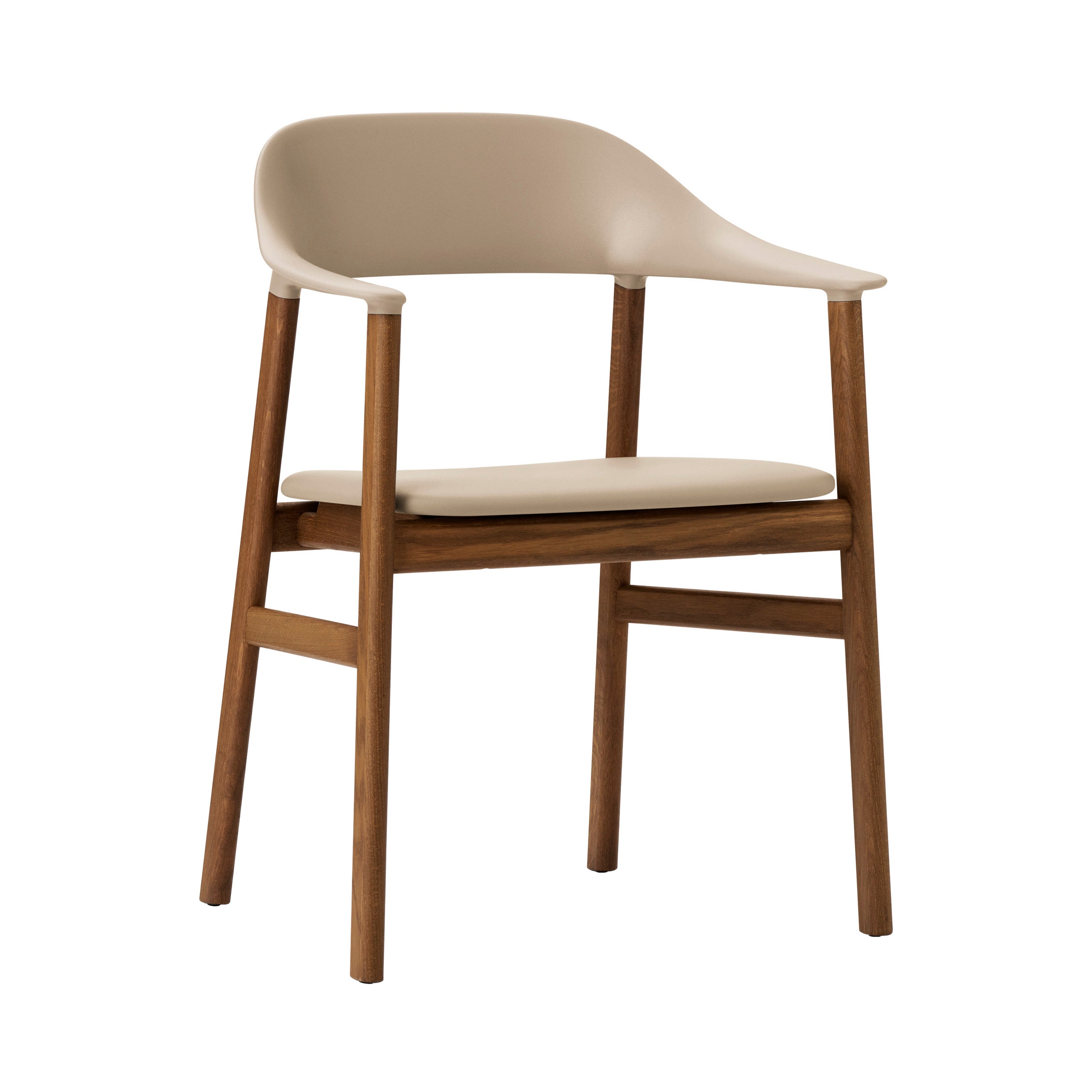 Herit Armchair: Upholstered + Smoked Oak + Sand + Spectrum Leather Sand