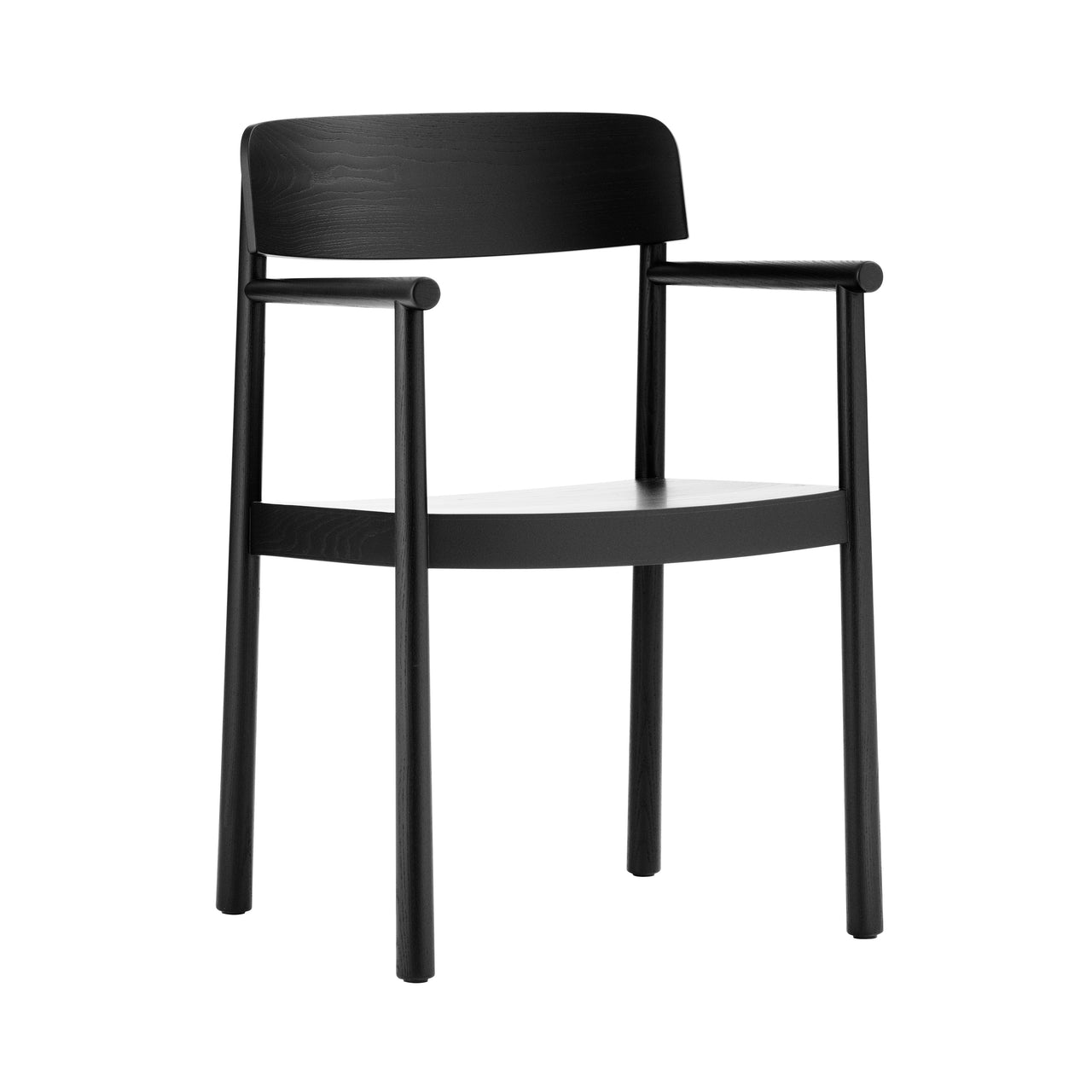 Timb Armchair: Upholstered + Black + Ultra Leather Black