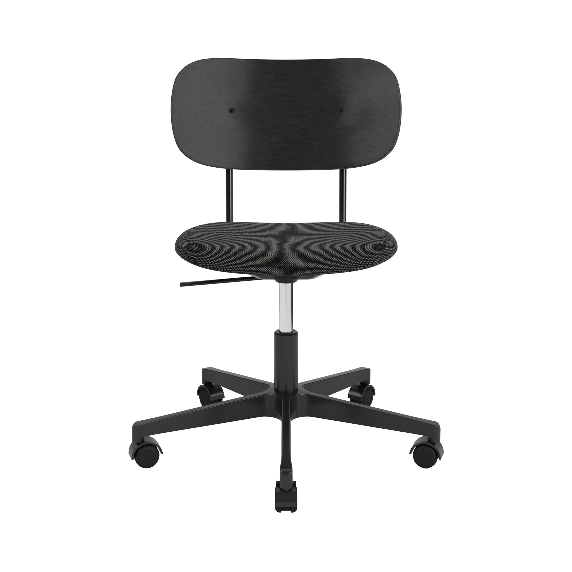 Co Task Chair with Castors: Seat Upholstered + Black Aluminum + Black Oak + Textile Category 2