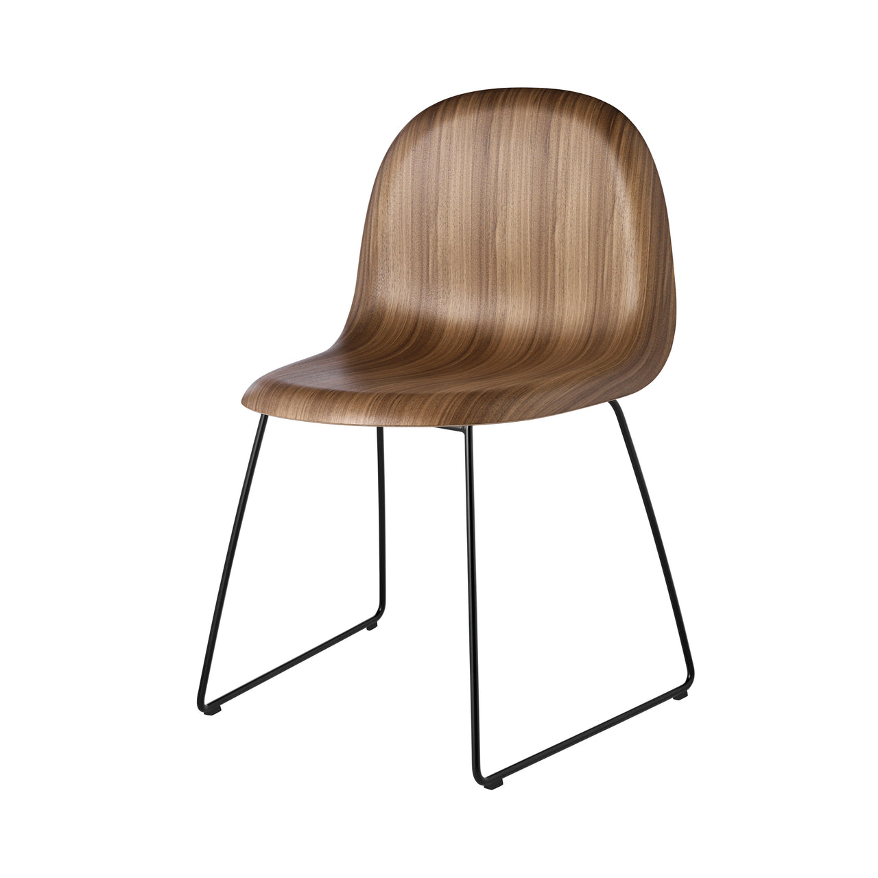 3D Dining Chair Sledge Base: Black Matt + American Walnut