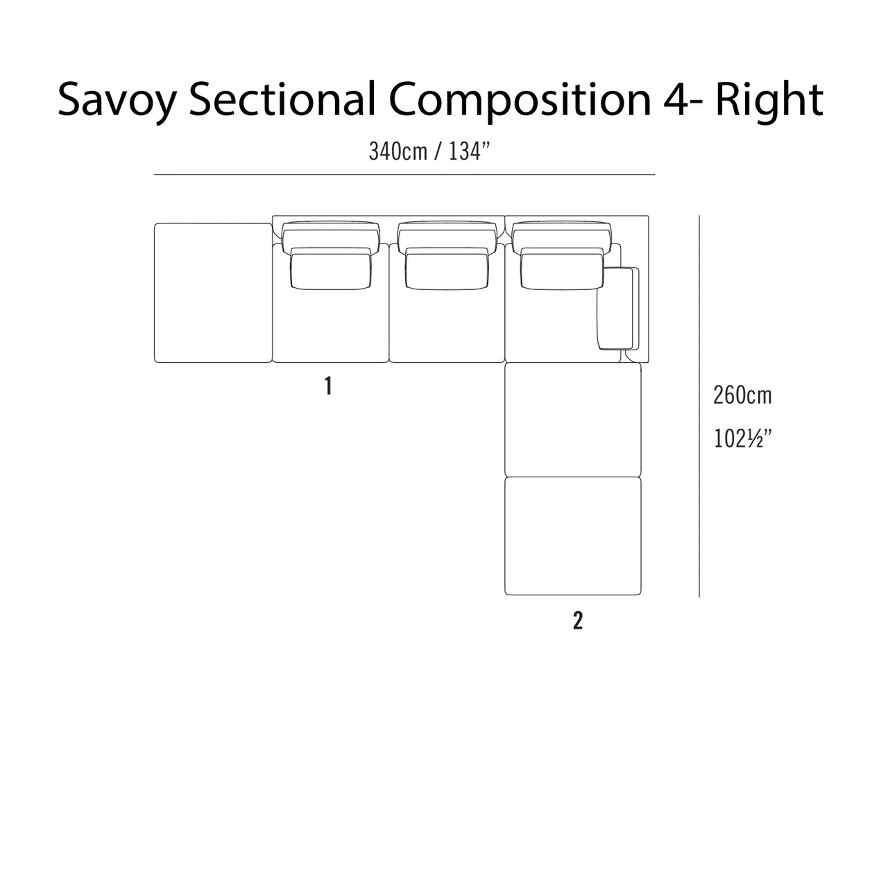 Savoy Sectional Sofa: Composition 4 + Right