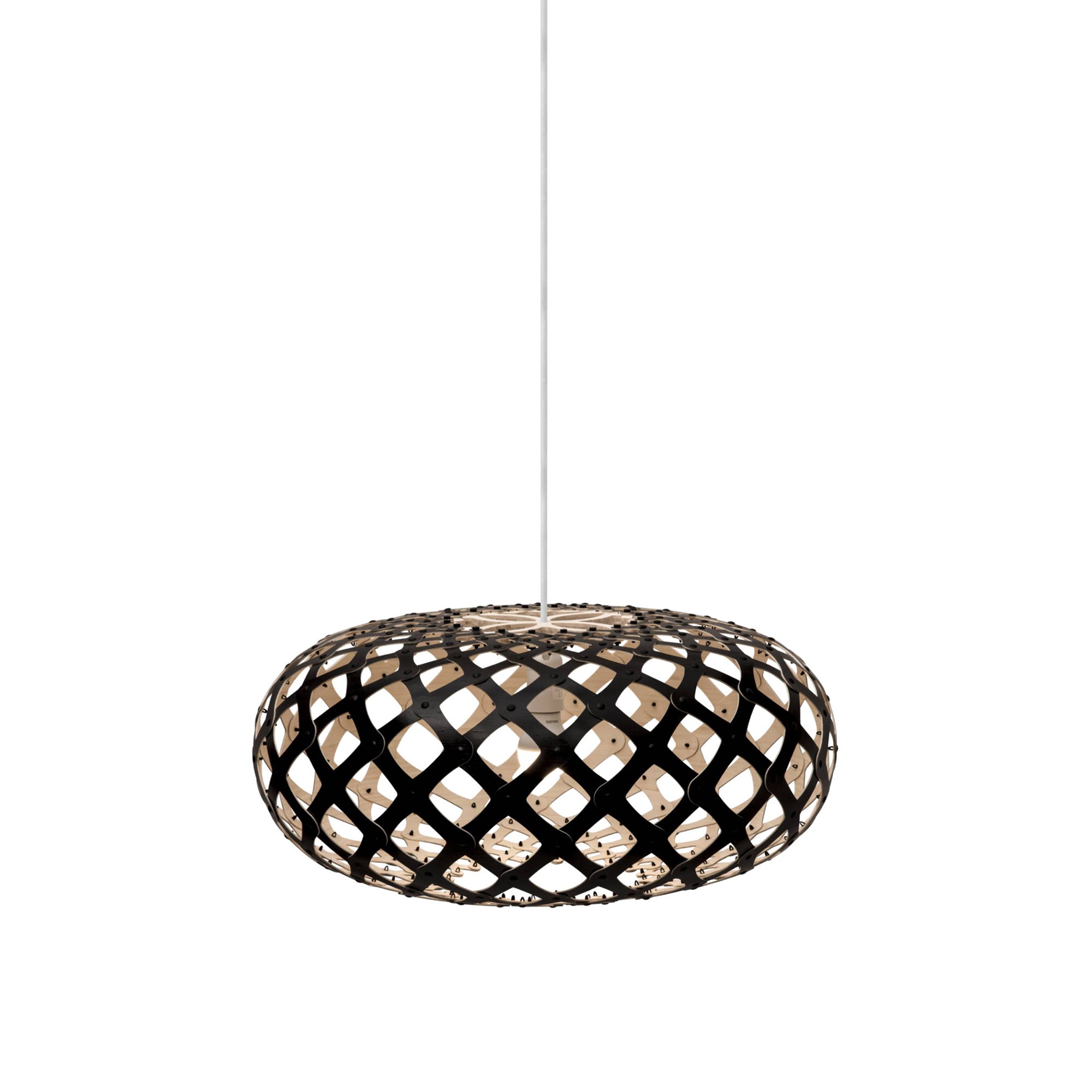 Kina Pendant Light: Extra Small + Black + Bamboo + White