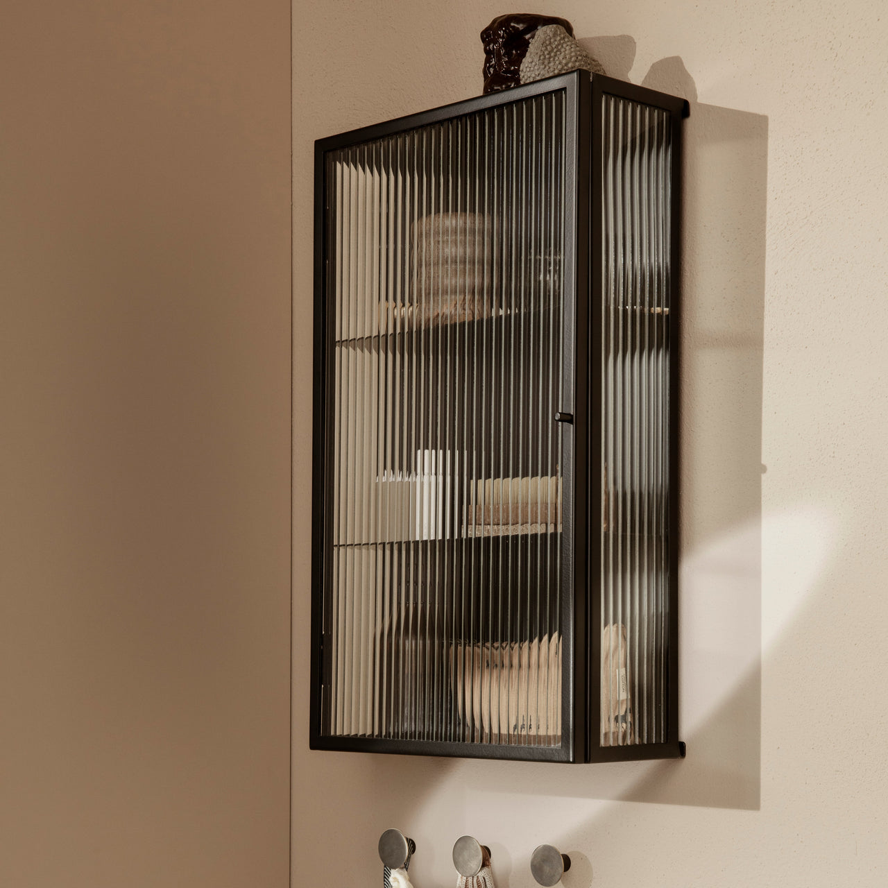 Haze Wall Cabinet: Reeded Glass