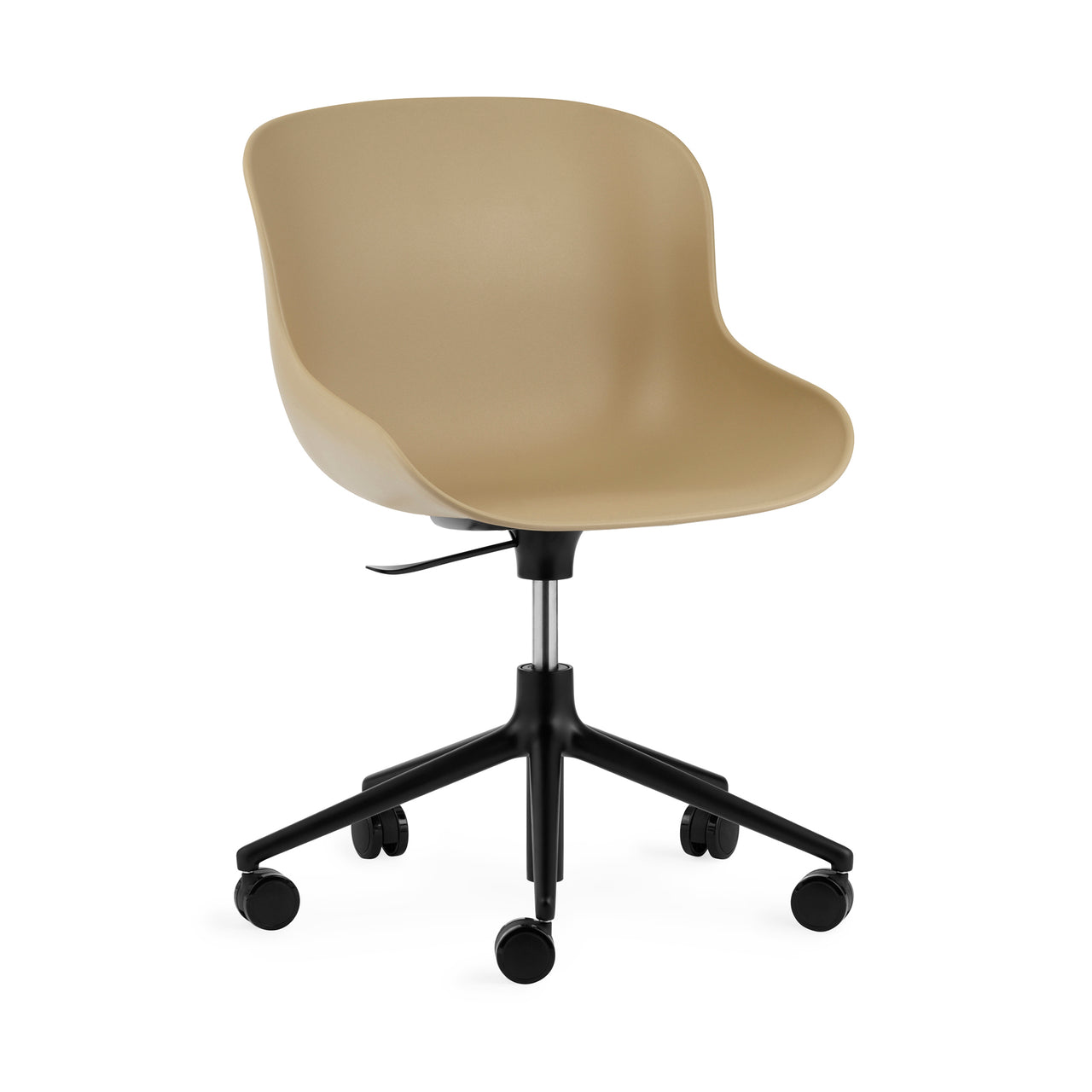 Hyg 5W Swivel Chair: Gaslift + Black Aluminum + Sand