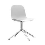 Form Chair: Swivel + White + Black Aluminum + Without Casters