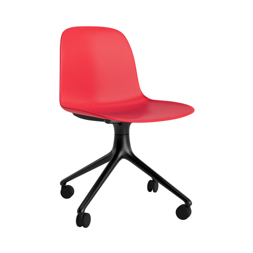 Form Chair: Swivel + Bright Red + Black Aluminum + With Casters