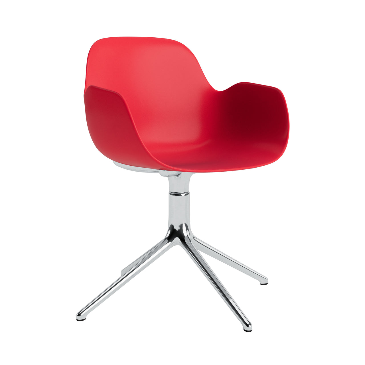 Form Armchair: Swivel + Bright Red + Aluminum + Without Casters