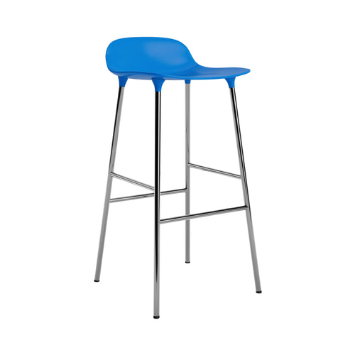 Form Bar + Counter Stool: Chrome + Bar + Bright Blue