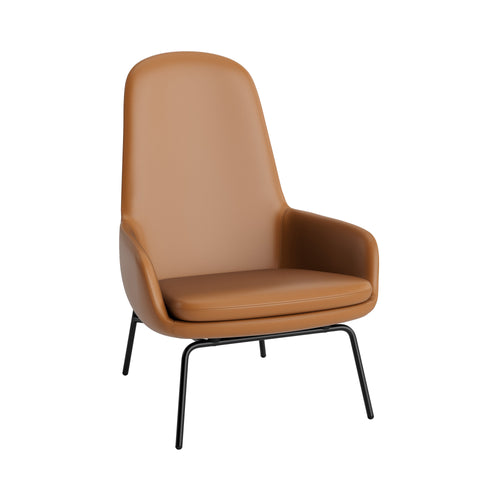 Era Lounge Chair: High + Metal Base + Black