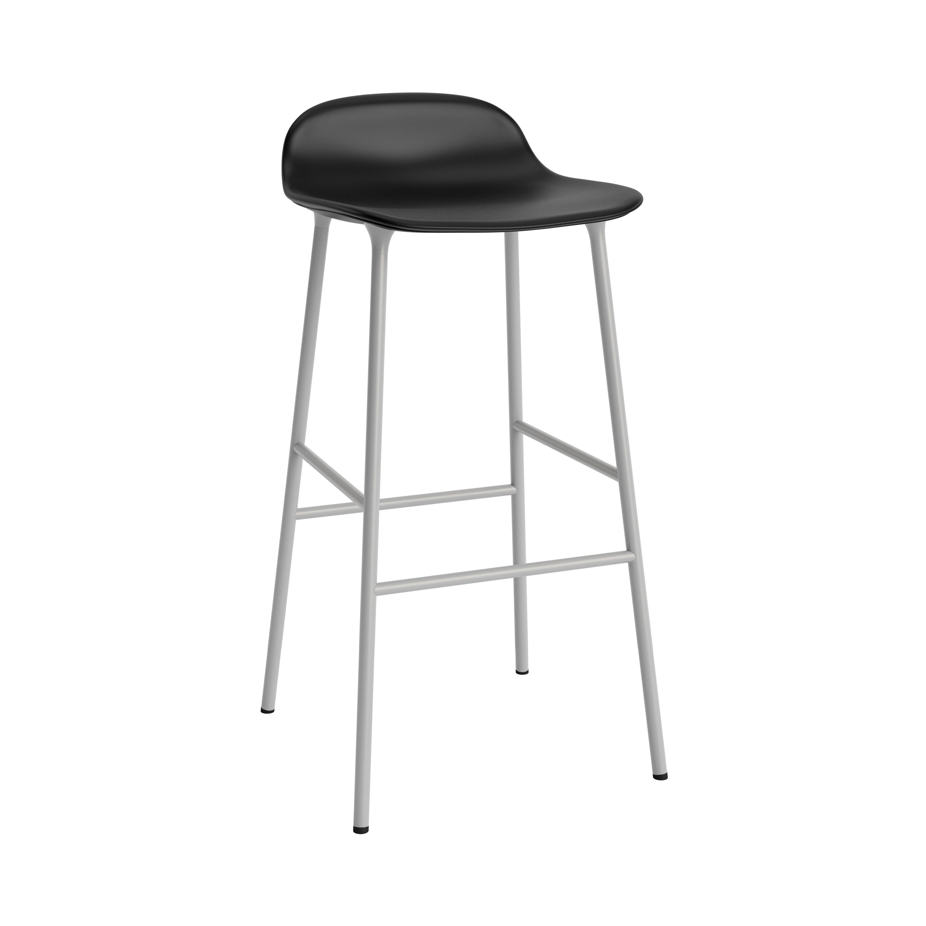 Form Bar Stool: Steel Base + Upholstered + Grey