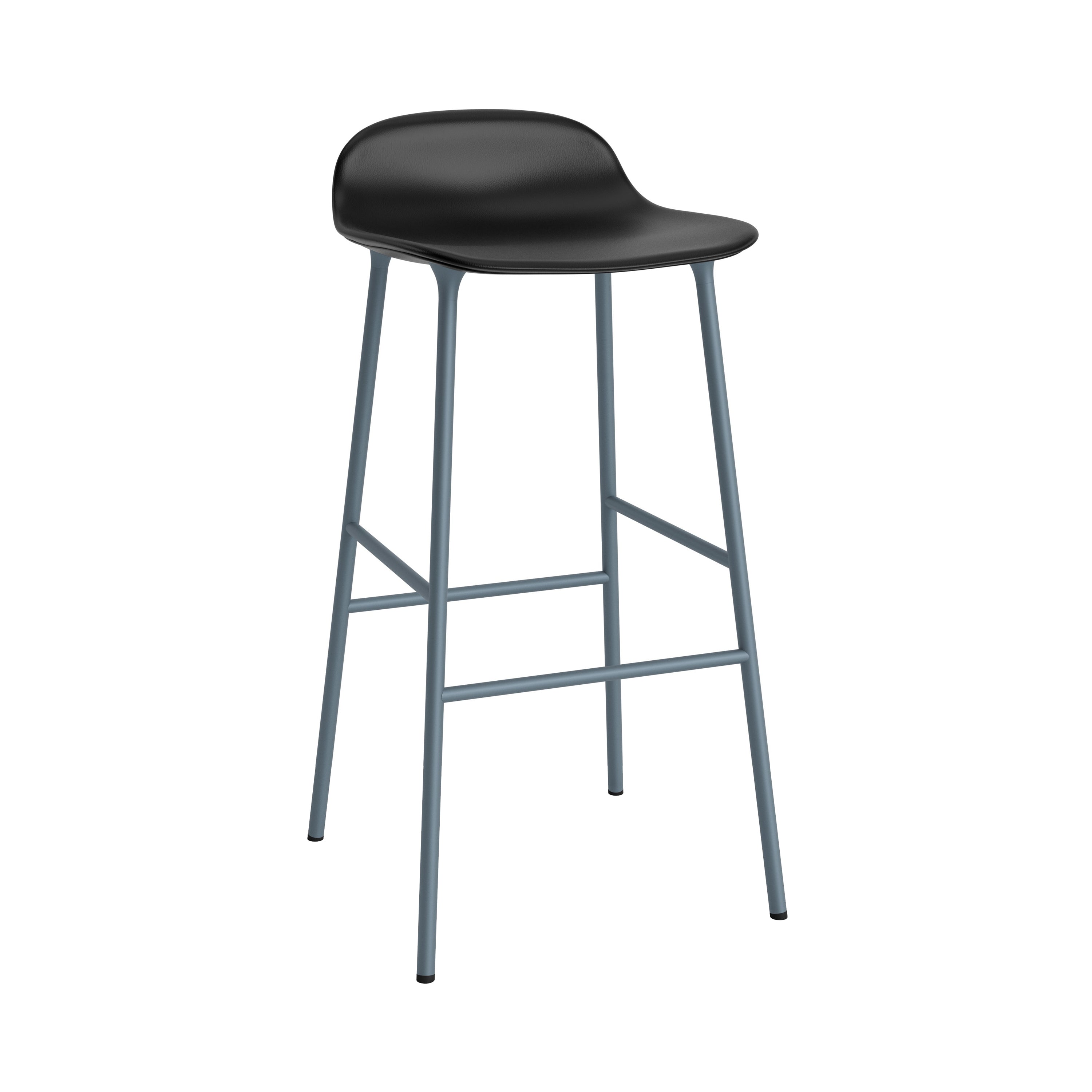 Form Bar Stool: Steel Base + Upholstered + Blue