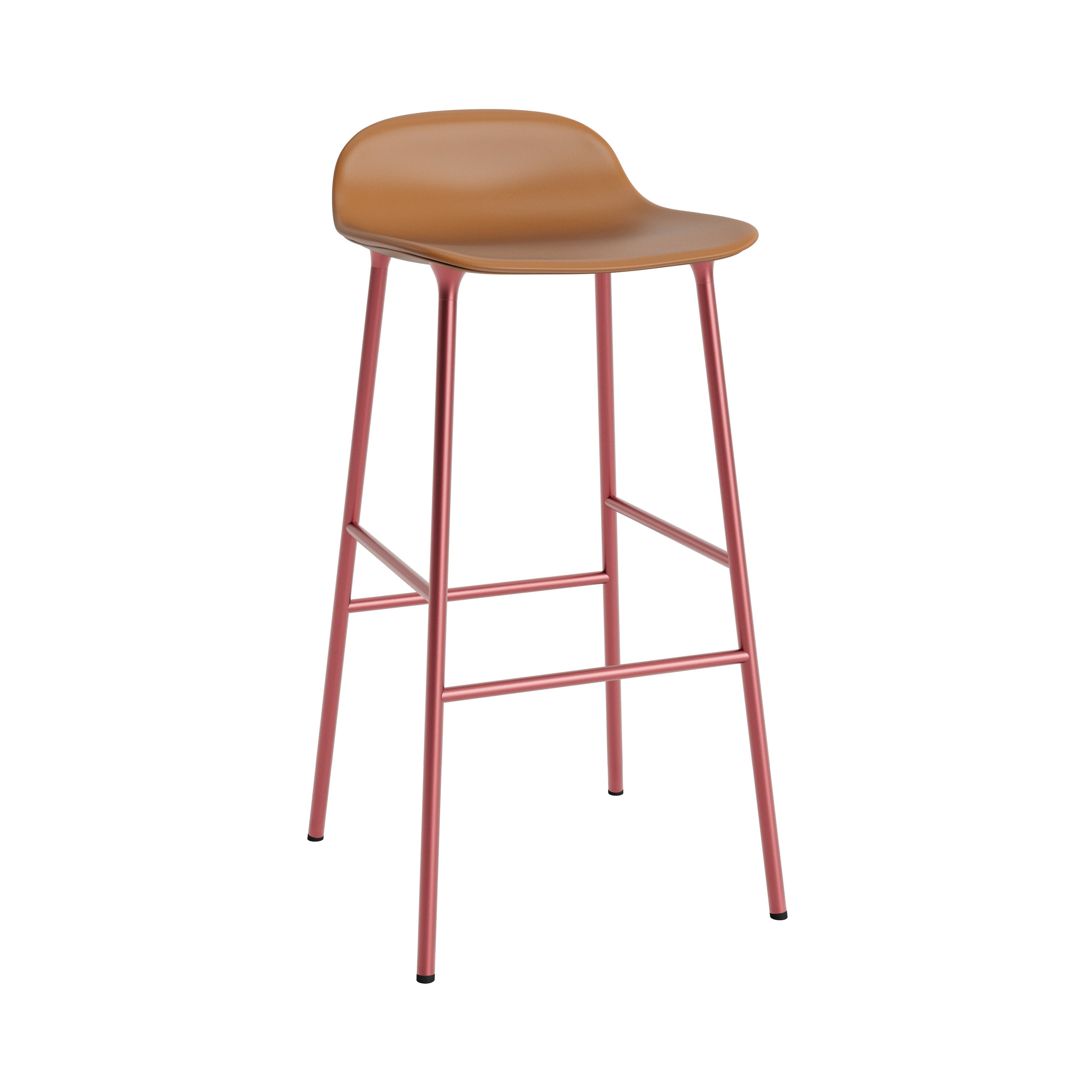 Form Bar Stool: Steel Base + Upholstered + Red