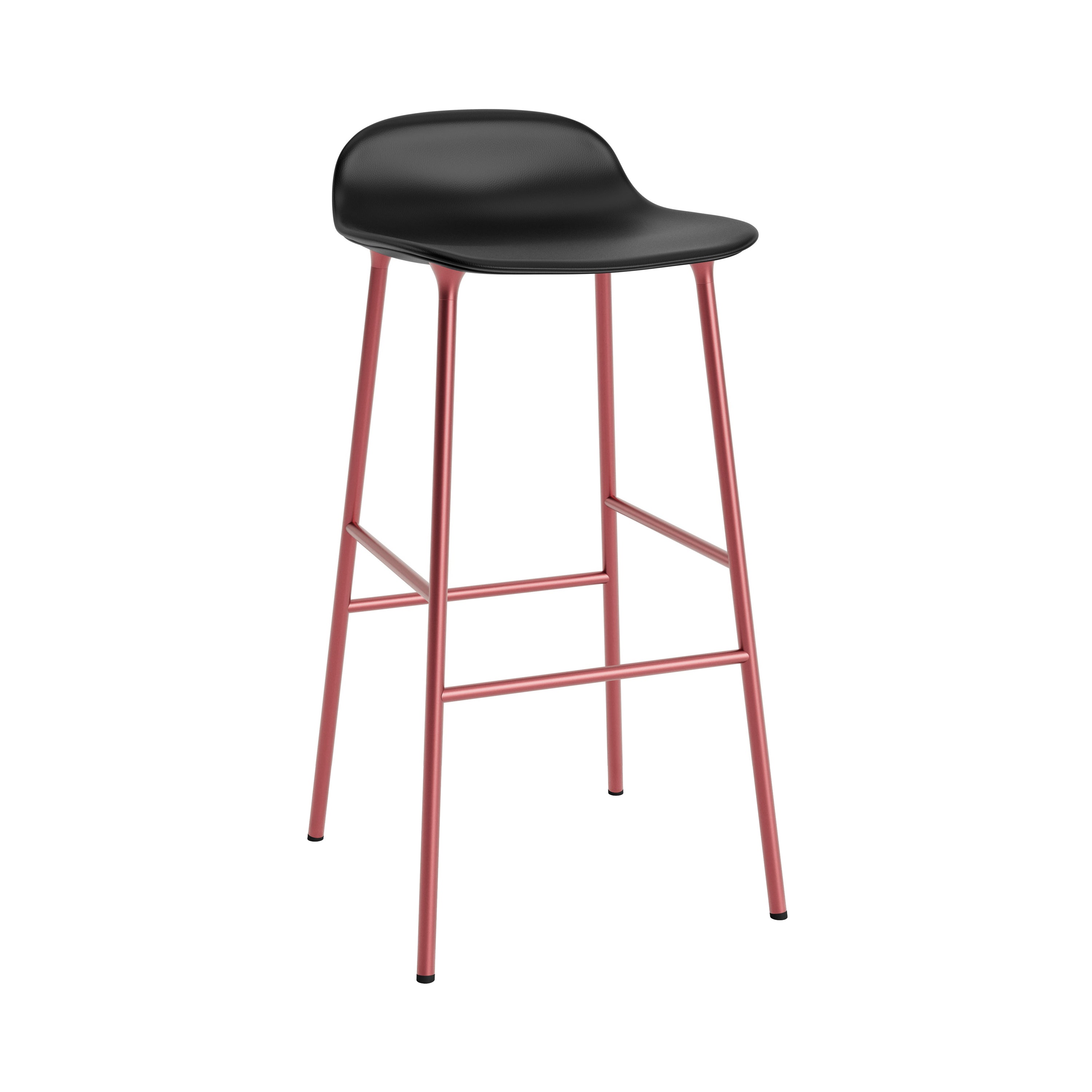 Form Bar Stool: Steel Base + Upholstered + Red