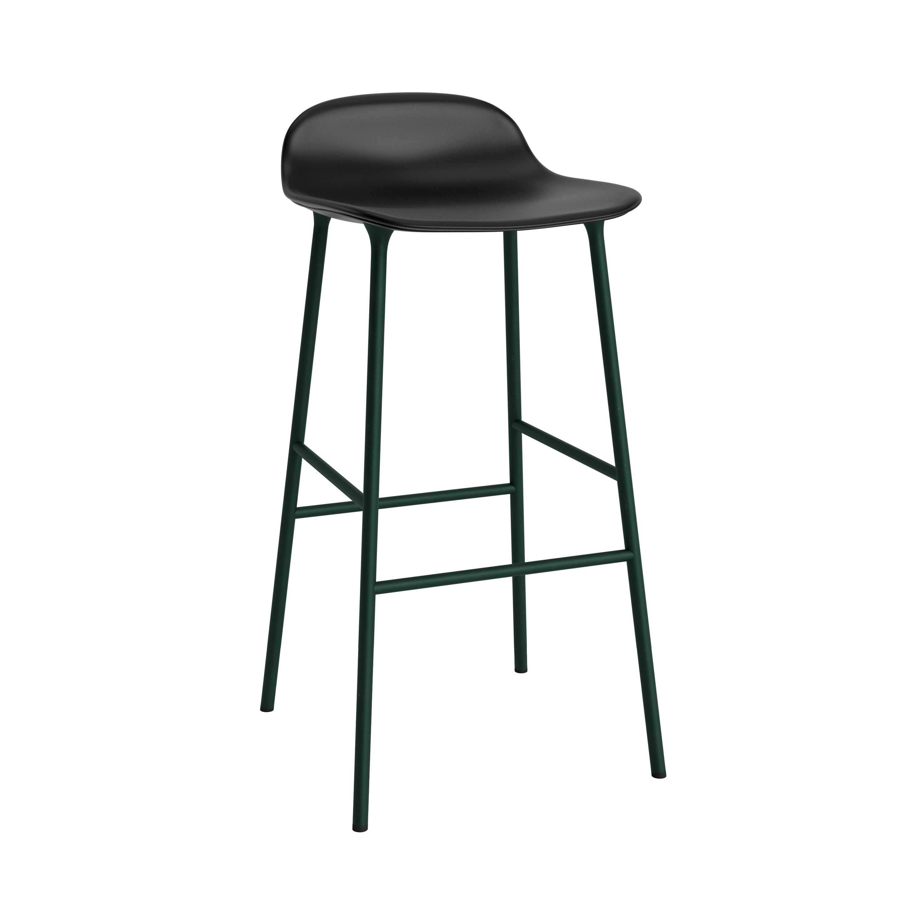 Form Bar Stool: Steel Base + Upholstered + Green
